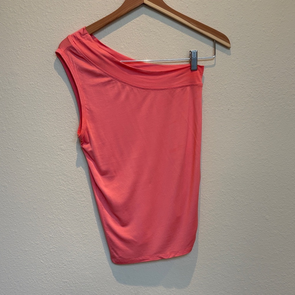 Trina Turk Coral One-Shoulder Knit Top
